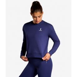 Bluza sportowa damska ekologiczna. Niebieskie bluzy bez kaptura damskie NORDICDOTS, xs, bez wzorów, z bawełny, bez ramiączek, bez kaptura. Za 275.00 zł.