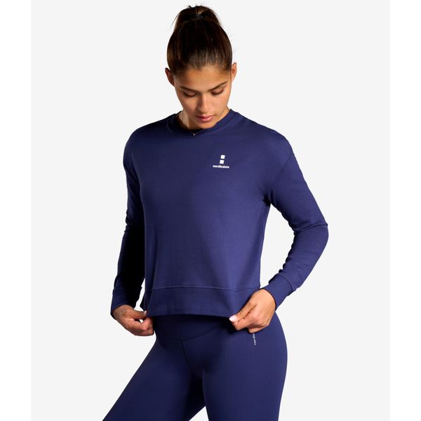 Bluza sportowa damska ekologiczna. Niebieskie bluzy bez kaptura damskie NORDICDOTS, l, bez wzorów, z bawełny, bez ramiączek, bez kaptura. Za 275.00 zł.