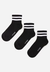 Czarne 3-Pack Skarpety z Bawełny Zdobione Paskami przy Ściągaczu Fardrei. Czarne skarpetki damskie Born2be, z aplikacjami, z bawełny. Za 29.99 zł.