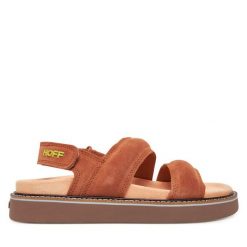 Sandały HOFF. Brązowe sandały damskie HOFF, bez wzorów, bez obcasa, na płaskiej podeszwie. Za 449.99 zł.