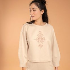 Bluza do jogi damska Kimjaly. Brązowe bluzy bez kaptura damskie KIMJALY, xl, z bawełny. W wyprzedaży za 99.99 zł.