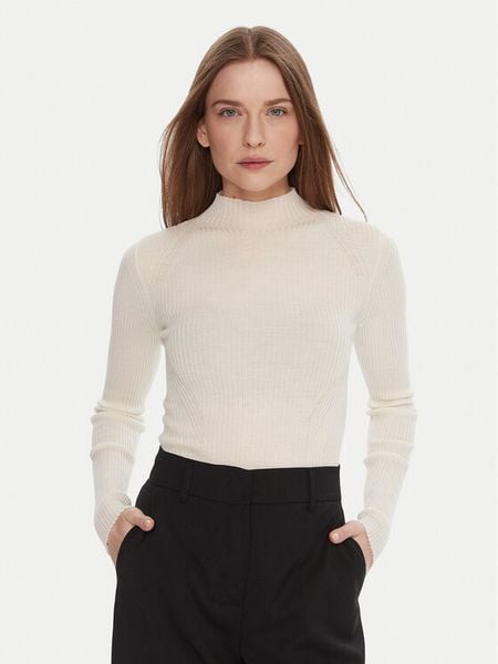 TWINSET Sweter 252TT3111 Écru Slim Fit. Swetry klasyczne damskie Twinset, l, z wełny, bez kołnierzyka. Za 649.99 zł.