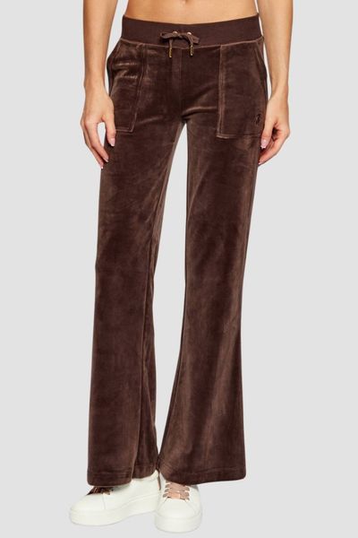JUICY COUTURE Czekoladowe spodnie dresowe damskie Layla Low Rise, Rozmiar M. Brązowe spodnie dresowe damskie Juicy Couture, m, bez wzorów, z dresówki. W wyprzedaży za 278.99 zł.