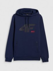 4F Bluza dresowa regular z kapturem męska - granatowa XXL. Niebieskie bluzy z kapturem męskie 4f, m, z dresówki. Za 189.99 zł.