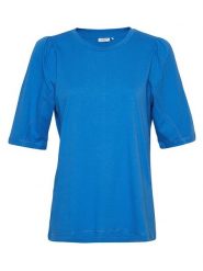 MOSS COPENHAGEN Koszulka "Tiffa Logan" w kolorze niebieskim rozmiar: M/L. Niebieskie bluzki damskie MOSS COPENHAGEN, l, bez wzorów, z bawełny, bez kołnierzyka, bez ramiączek. Za 96.60 zł.