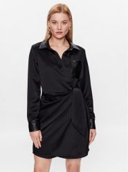 DKNY Sukienka koktajlowa P3ABRODB Czarny Regular Fit. Czarne sukienki damskie DKNY, l, bez wzorów, z syntetyku, wizytowe, bez kołnierzyka, bez ramiączek. Za 629.99 zł.