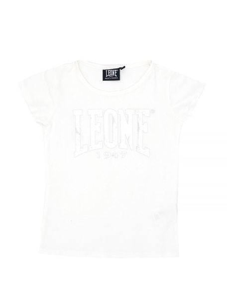 Dziewczęcy T-shirt z dużym logo Foil i krótkim rękawem. Białe koszulki dziewczęce LEONE 1947 APPAREL, s, bez wzorów, z bawełny, bez ramiączek. Za 105.25 zł.