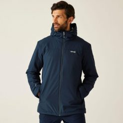 Kurtka męska zimowa ocieplana Thornridge. Niebieskie kurtki męskie Regatta, na zimę, m, bez wzorów, z materiału, z kapturem. Za 287.35 zł.