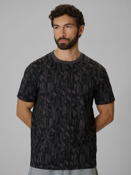 4F T-shirt regular z nadrukiem męski - czarny L. Czarne t-shirty męskie 4f, l, bez wzorów, z bawełny, bez kołnierzyka. Za 79.99 zł.