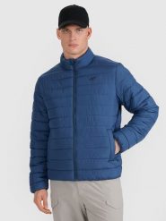 4F Kurtka puchowa z wypełnieniem syntetycznym męska - granatowa M. Niebieskie kurtki męskie 4f, m, bez wzorów, z dzianiny, eleganckie, bez kaptura. Za 229.99 zł.