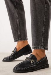Czarne Mokasyny VICES Loafersy z Marszczeniem i Wkładką ze Skóry Naturalnej Mussai. Czarne mokasyny damskie Renee, z jeansu. Za 119.99 zł.