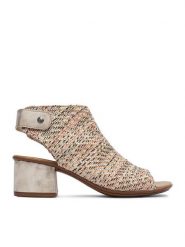 Rieker Sandały CEO-64670-62 Beżowy. Brązowe sandały damskie Rieker, bez wzorów, z materiału, bez obcasa, na słupku. Za 319.99 zł.