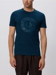 T-shirt slim fit z nadrukiem - szary. Szare t-shirty męskie Reserved, l, bez wzorów, z bawełny, bez kołnierzyka. W wyprzedaży za 55.99 zł.