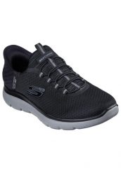 Buty sportowe Sneakersy męskie, Slip-Ins Summits - High Range. Czarne buty sportowe na co dzień męskie Skechers, na lato, z materiału, bez zapięcia, trekkingowe. Za 279.00 zł.