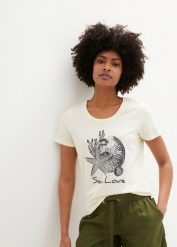 T-shirt Sea Love. Niebieskie t-shirty damskie bonprix, bez wzorów, bez kołnierzyka. Za 42.99 zł.