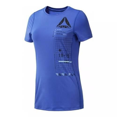 Koszulka sportowa damska Reebok Activchill Graphic Tee. Niebieskie bluzki sportowe damskie Reebok, xs, bez kołnierzyka, bez ramiączek. Za 177.00 zł.