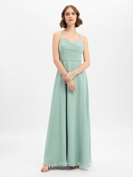 Marie Lund Damska sukienka wieczorowa Kobiety Sztuczne włókno zielony jednolity, 32. Zielone sukienki damskie Marie Lund, bez wzorów, z szyfonu, wizytowe, bez kołnierzyka, bez ramiączek. Za 749.95 zł.