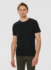PAKO LORENTE – Czarny gładki T-shirt Basic. Czarne t-shirty męskie Pako Lorente, l, bez wzorów, z bawełny, bez kołnierzyka. Za 99.99 zł.