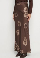 Brązowa Kwiatowa Spódnica z Wysokim Stanem Esalera. Brązowe spódniczki damskie Born2be, l, bez wzorów, eleganckie, z podwyższonym stanem, maxi. Za 119.99 zł.