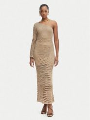 Simona Corsellini Sukienka plażowa P26CPABO0101 Beżowy jasny Regular Fit. Brązowe sukienki damskie SIMONA CORSELLINI, na plażę, bez wzorów, z wiskozy, bez kołnierzyka, bez ramiączek. Za 1,139.00 zł.