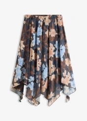 Spódnica midi z szyfonu z asymetrycznym dołem. Fioletowe spódniczki damskie bonprix, bez wzorów, z szyfonu, midi, asymetryczne. Za 149.99 zł.