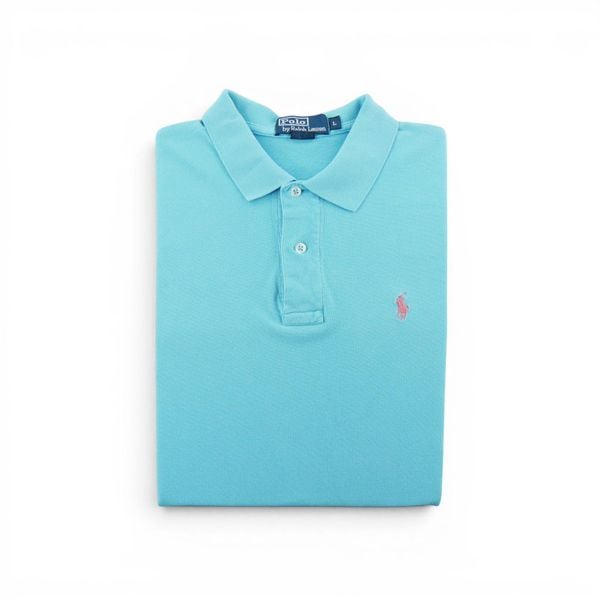 Second life - Koszulka polo męska Polo Ralph Lauren turkusowa - Stan dobry. Niebieskie koszulki polo męskie Ralph Lauren, l, bez wzorów, bez ramiączek. Za 106.46 zł.