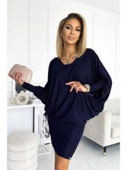 Numoco Sukienka w kolorze granatowym rozmiar: L/XL. Niebieskie sukienki damskie Numoco, l, bez wzorów, bez kołnierzyka, bez ramiączek, mini. Za 170.87 zł.