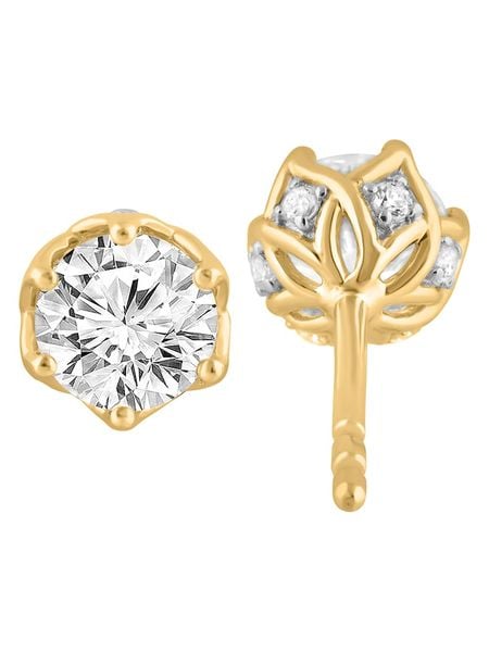 Diamonds lab grown Złote kolczyki-wkrętki z diamentami rozmiar: onesize. Żółte kolczyki damskie Diamonds lab grown, z diamentem, złote. Za 2,696.99 zł.