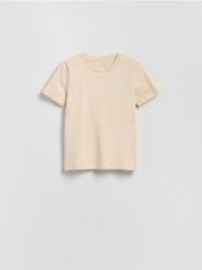 T-shirt regular - złamana biel. T-shirty damskie Reserved, l, bez wzorów, z bawełny, bez kołnierzyka. W wyprzedaży za 17.99 zł.