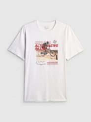 4F T-shirt relaxed z nadrukiem męski - biały M. Białe t-shirty męskie 4f, m, bez wzorów, z bawełny, bez kołnierzyka. Za 79.99 zł.