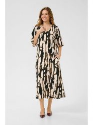 CULTURE Sukienka w kolorze czarno-kremowym rozmiar: XL. Brązowe sukienki damskie Culture, na co dzień, xl, bez wzorów, z wiskozy, bez kołnierzyka, bez ramiączek, maxi, proste. Za 195.99 zł.