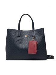 Tommy Hilfiger Torebka Th Icon Satchel Mono AW0AW18923 Granatowy. Niebieskie torebki klasyczne damskie Tommy Hilfiger, bez wzorów, ze skóry, bez dodatków. Za 749.99 zł.