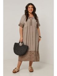 Curvy Lady Sukienka w kolorze szarobrązowym rozmiar: 40/42. Brązowe sukienki damskie Curvy Lady, na co dzień, bez wzorów, z koronki, klasyczne, bez kołnierzyka, bez ramiączek, maxi, proste. Za 127.45 zł.