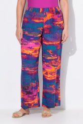 Damskie Spodnie palazzo szeroka prosta nogawka elastyczny pas. Brązowe spodnie materiałowe damskie Ulla Popken, bez wzorów, z materiału, plus size. Za 191.99 zł.