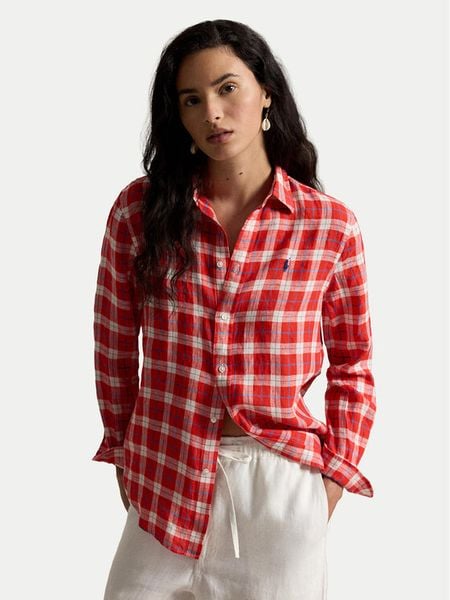 Polo Ralph Lauren Koszula 211970733500 Czerwony Classic Fit. Czerwone koszule damskie Polo Ralph Lauren, s, bez wzorów, ze lnu, bez kołnierzyka, bez ramiączek. Za 859.99 zł.
