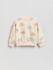 Bluza Hello Kitty and friends - pastelowy róż. Czerwone bluzy i bluzki niemowlęce Reserved, bez wzorów, z bawełny, bez ramiączek, bez kaptura. Za 55.99 zł.