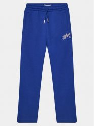 Tommy Hilfiger Spodnie dresowe Hilfiger Script Wide Sweatpant KG0KG07751 Niebieski Regular Fit. Niebieskie spodnie dziewczęce Tommy Hilfiger, z bawełny. Za 209.99 zł.