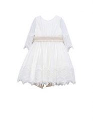 Abel & Lula Sukienka elegancka 5028 Biały Regular Fit. Białe sukienki niemowlęce Abel & Lula, bez wzorów, z syntetyku, bez ramiączek. Za 589.99 zł.