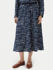 Tommy Hilfiger Spódnica midi WW0WW50753 Granatowy Regular Fit. Niebieskie spódniczki damskie Tommy Hilfiger, l, bez wzorów, ze lnu, midi. Za 529.99 zł.