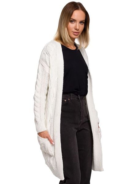 Made of emotion Kardigan w kolorze kremowym rozmiar: L/XL. Brązowe kardigany damskie Made Of Emotion, l, bez wzorów, ze splotem. Za 131.74 zł.