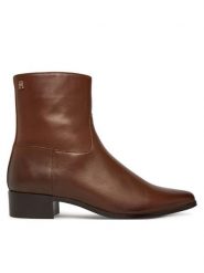 Tommy Hilfiger Botki Leather Ankle Boot W Zip FW0FW09921 Brązowy. Brązowe botki damskie Tommy Hilfiger, ze skóry, bez obcasa, na płaskiej podeszwie, bez zapięcia. Za 699.99 zł.