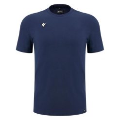 Bawełniana koszulka Macron Sithonia. Niebieskie t-shirty sportowe męskie Macron, z bawełny, bez ramiączek, do piłki nożnej. Za 141.00 zł.