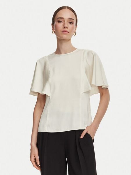 MICHAEL Michael Kors Bluzka MT6411QAYJ Kremowy Regular Fit. Białe bluzki damskie MICHAEL Michael Kors, bez wzorów, z syntetyku, bez kołnierzyka, bez ramiączek. Za 769.99 zł.