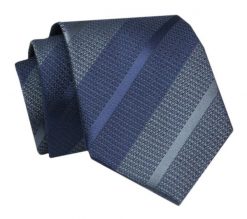 Krawat - ALTIES - Granatowe Paski. Niebieskie krawaty i muchy męskie Alties, bez wzorów, z tkaniny, eleganckie. Za 49.00 zł.