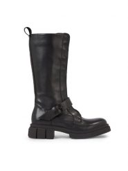 Tommy Hilfiger Kozaki Cool Monochromatic Bikerboot FW0FW07338 Czarny. Czarne kozaki damskie Tommy Hilfiger, ze skóry, bez obcasa, na płaskiej podeszwie. Za 1,099.00 zł.