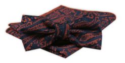 Męska Mucha z Poszetką w Zestawie - Alties - Miedziano-Granatowy Wzór. Niebieskie krawaty i muchy męskie Alties, bez wzorów, eleganckie. Za 54.00 zł.