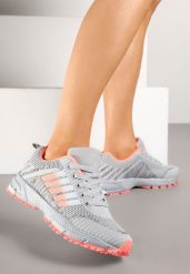 Jasnoszare Buty Sportowe Sznurowe z Paskami na Cholewce Jonevia. Szare buty sportowe na co dzień damskie Renee, bez wzorów. Za 89.99 zł.