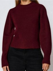 Sweter basic - bordowy. Czerwone swetry klasyczne damskie Sinsay, l, bez kołnierzyka. Za 49.99 zł.