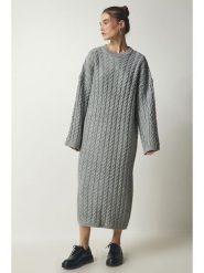 Happiness Istanbul Sukienka dzianinowa w kolorze szarym rozmiar: onesize. Szare sukienki damskie Happiness Istanbul, bez wzorów, z dzianiny, bez kołnierzyka, bez ramiączek, maxi. Za 100.99 zł.
