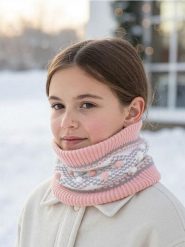 Wzorzysty komin z pomponami - wielobarwny. Szaliki dziecięce Sinsay, bez ramiączek. Za 15.99 zł.